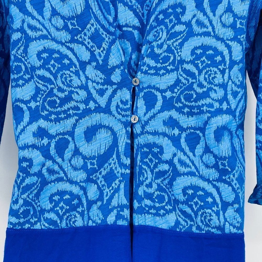 Fresh Produce Tunic Top Women XS Blue Floral Lagenlook Beach Coastal Button Back - Picture 4 of 10
